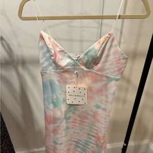 Hello Molly Pink Mint Tie-Dye Slip Dress
